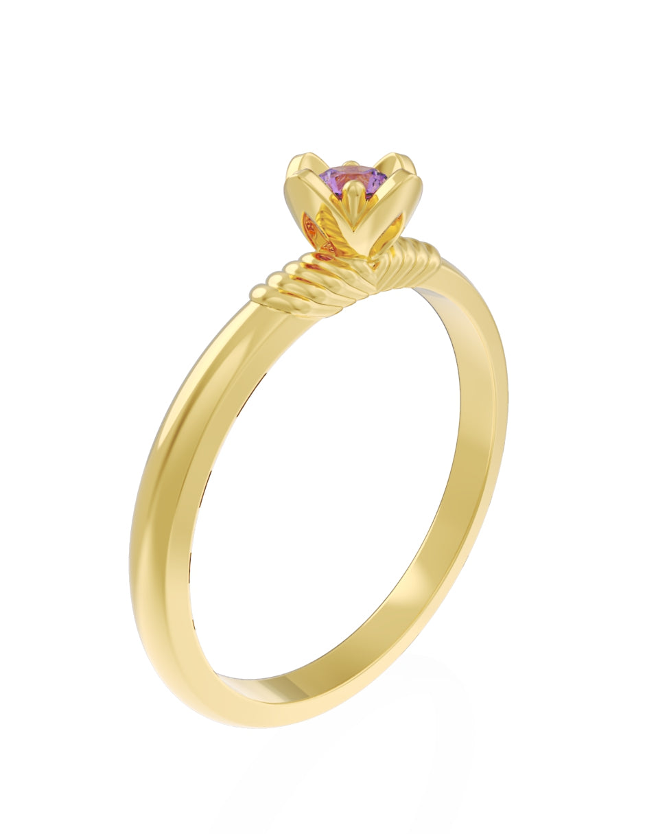 Anillo de Compromiso Eternidad de Oro 14k Zirconia Morada ZM8552-2