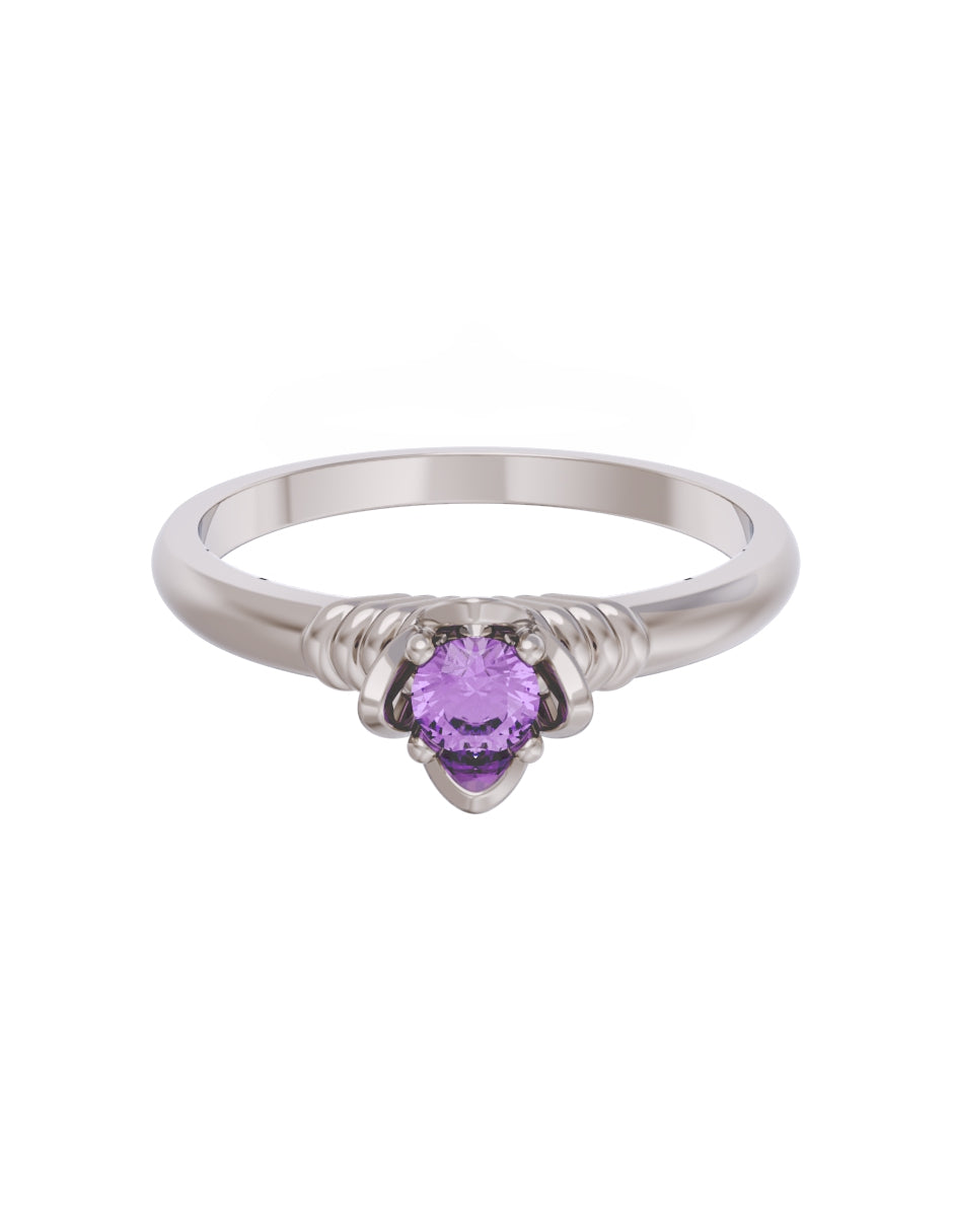 Anillo de Compromiso Eternidad de Oro 14k Zirconia Morada ZM8552-3