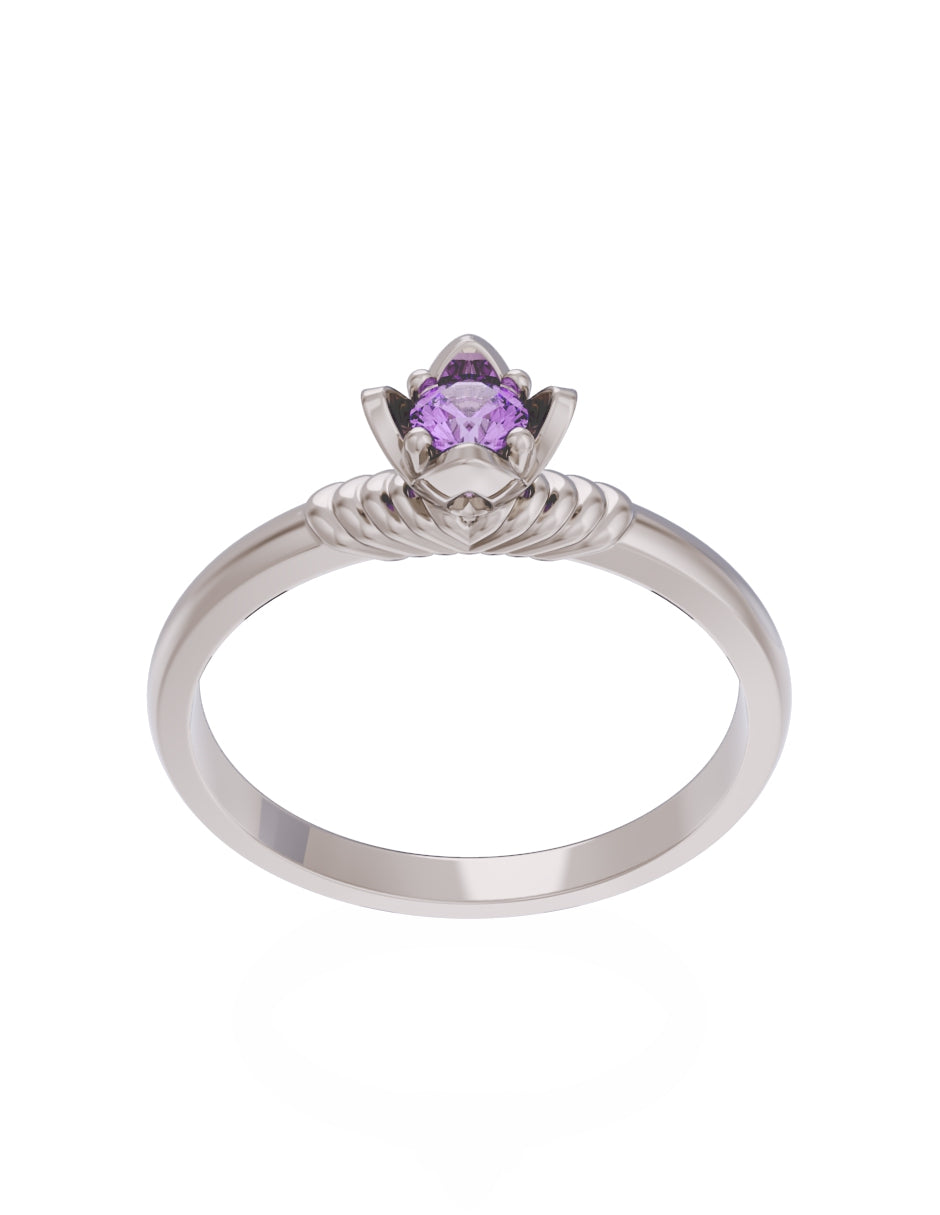 Anillo de Compromiso Eternidad de Oro 14k Zirconia Morada ZM8552-4