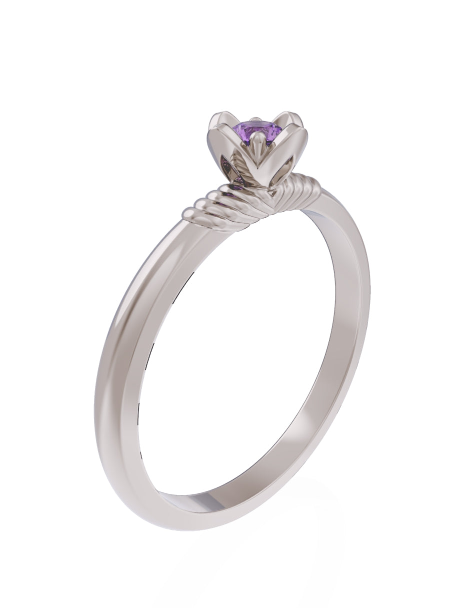 Anillo de Compromiso Eternidad de Oro 14k Zirconia Morada ZM8552-5