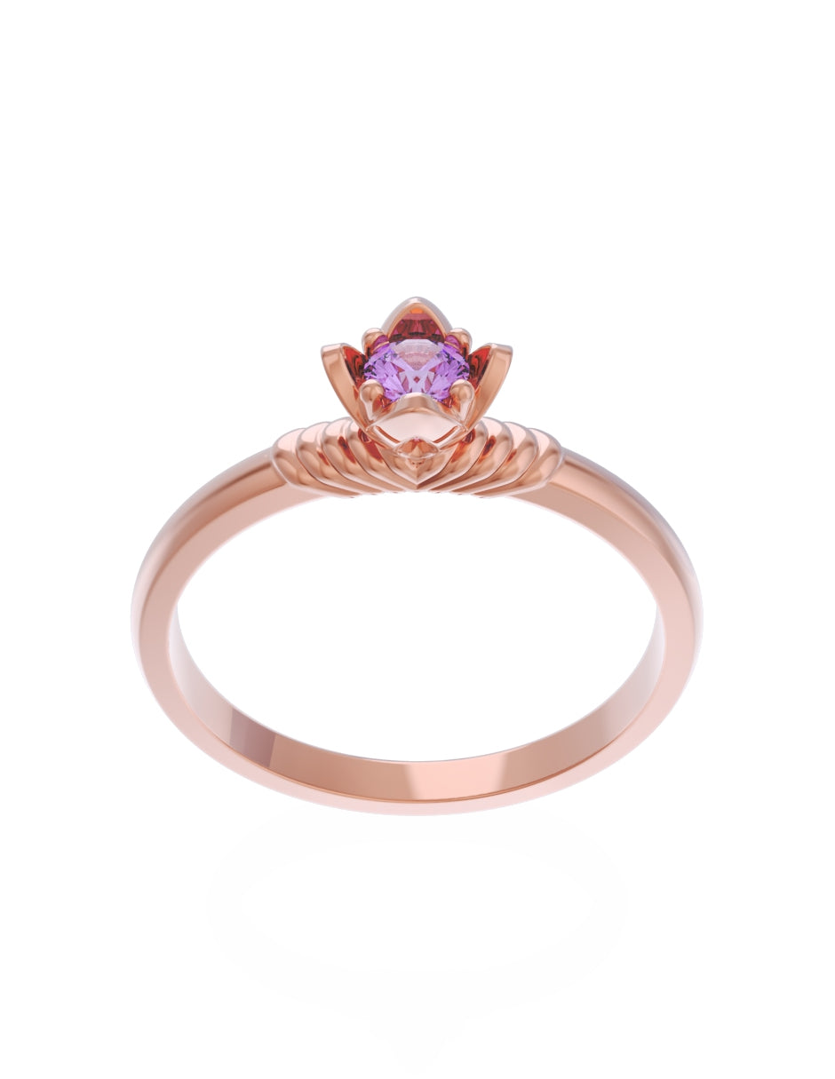 Anillo de Compromiso Eternidad de Oro 14k Zirconia Morada ZM8552-7