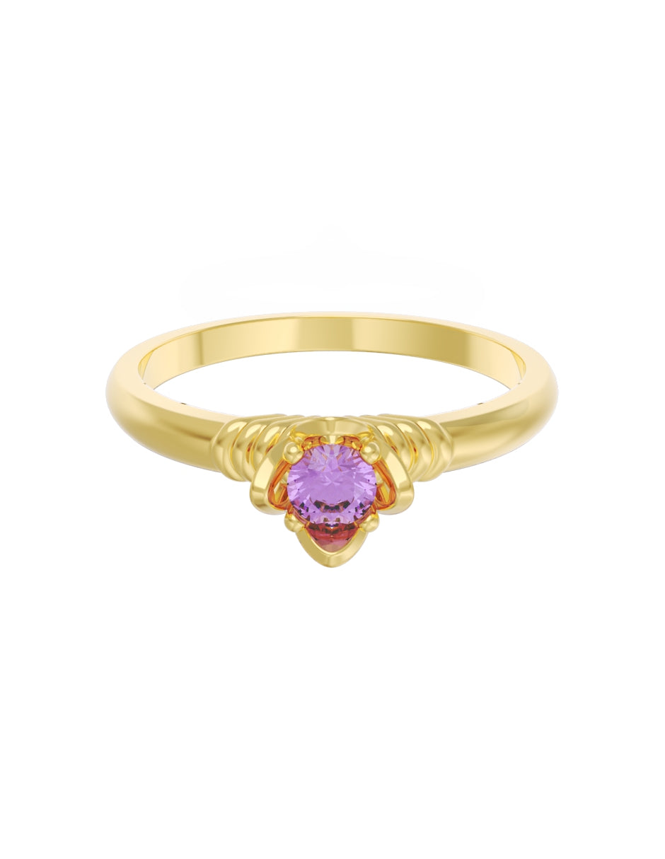 Anillo de Compromiso Eternidad de Oro 14k Zirconia Morada ZM8552