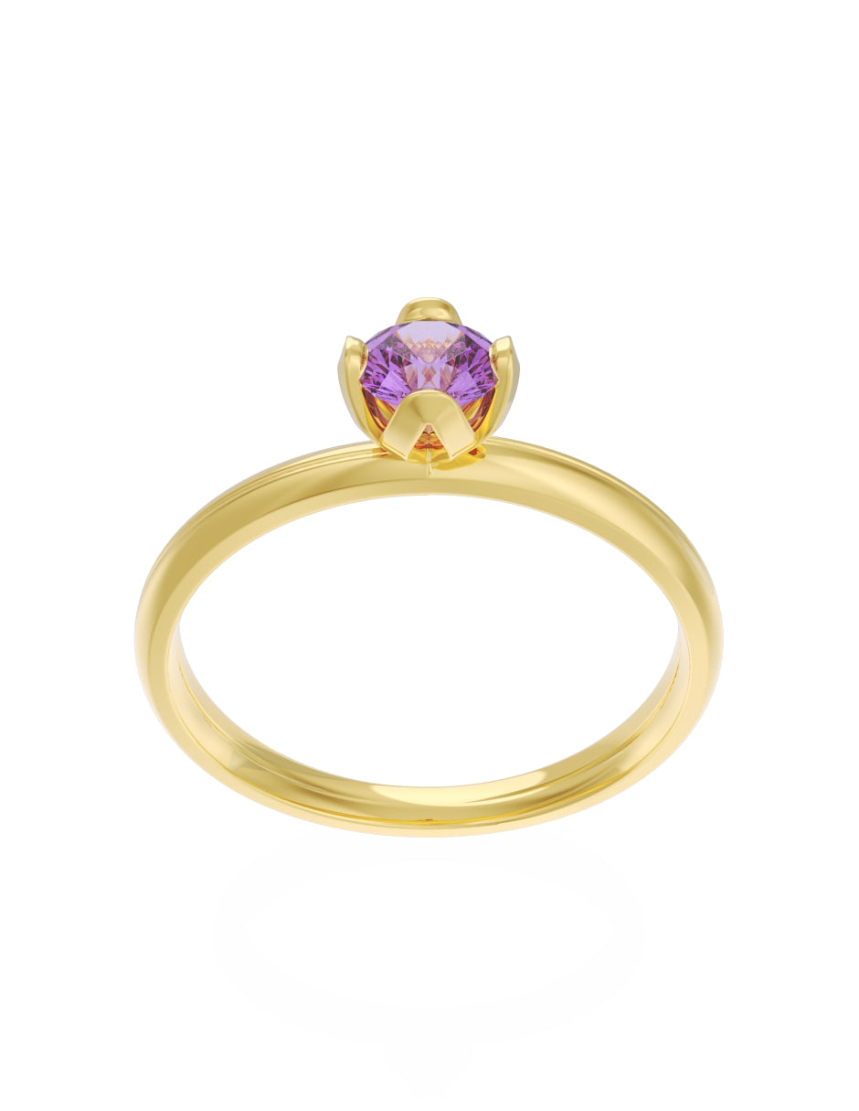 Anillo de Compromiso Eternidad de Oro 14k Zirconia Morada ZM8556-1
