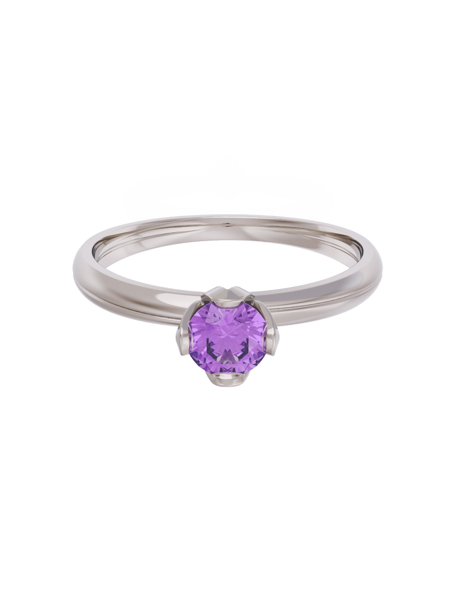 Anillo de Compromiso Eternidad de Oro 14k Zirconia Morada ZM8556-3