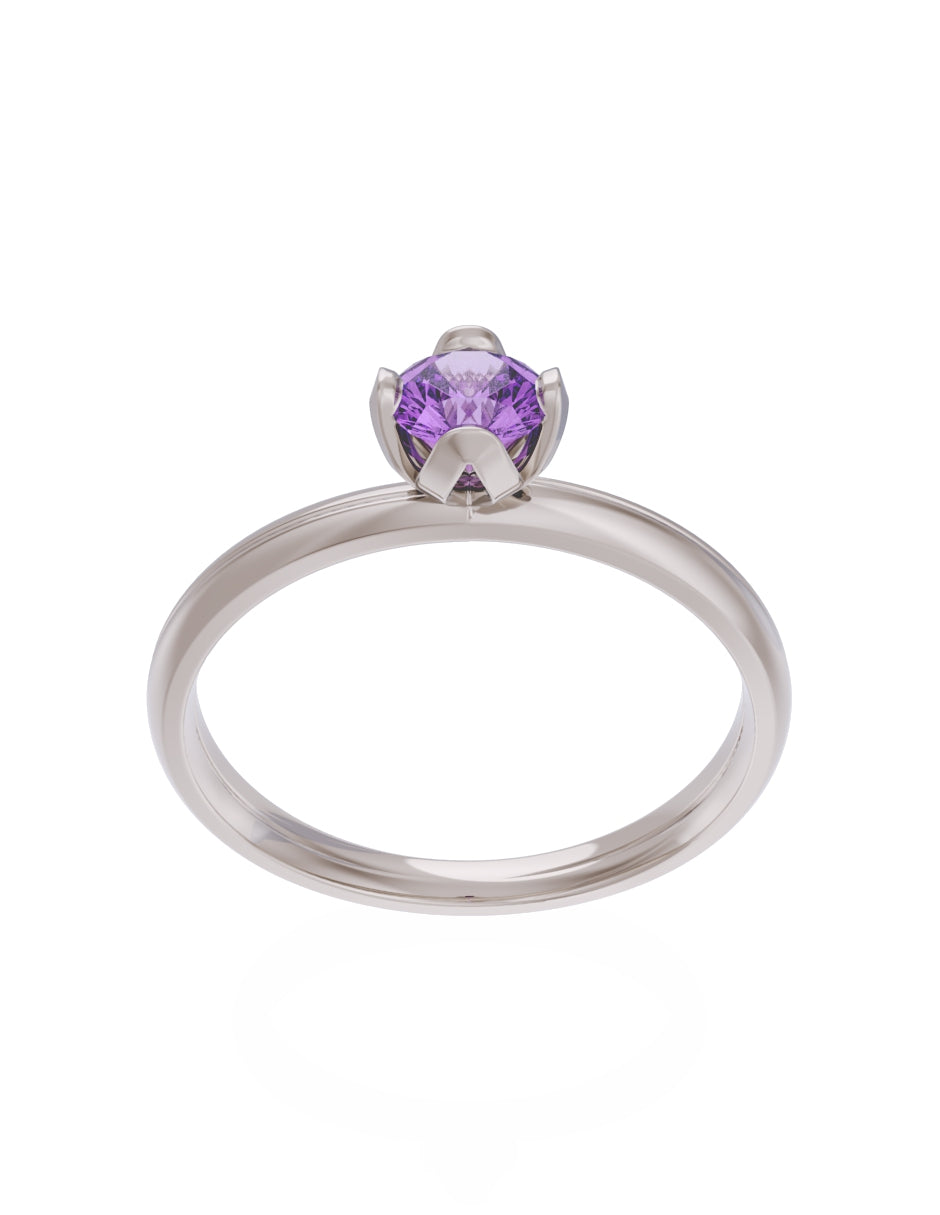 Anillo de Compromiso Eternidad de Oro 14k Zirconia Morada ZM8556-4