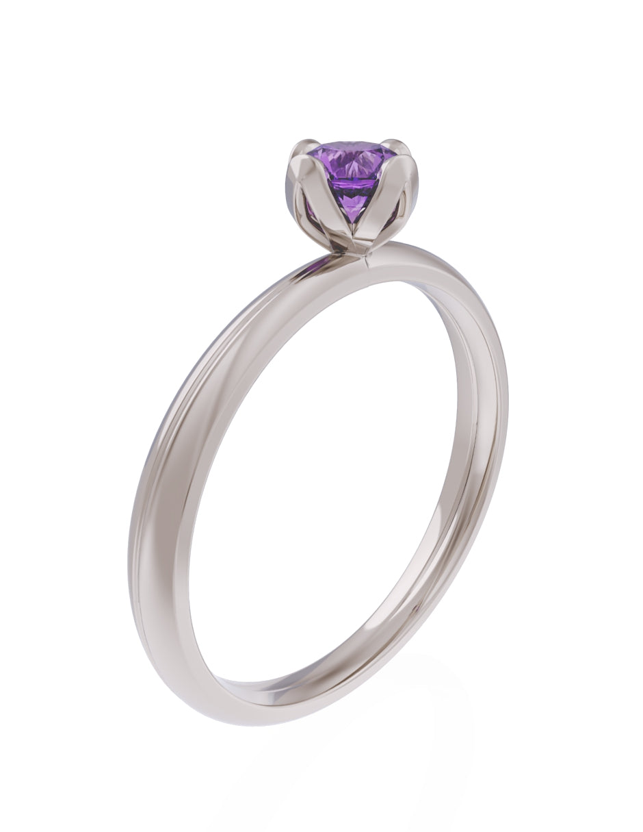 Anillo de Compromiso Eternidad de Oro 14k Zirconia Morada ZM8556-5
