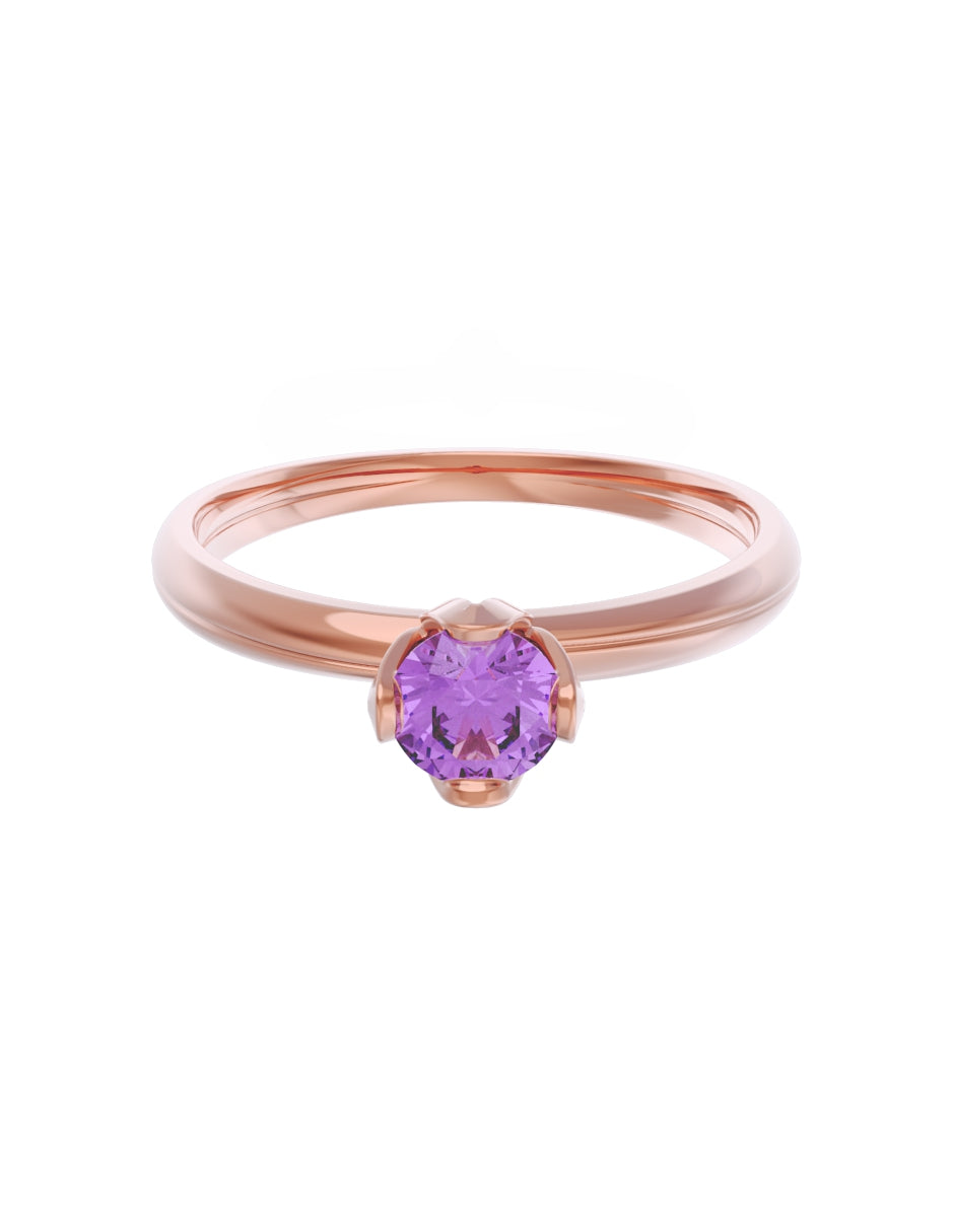 Anillo de Compromiso Eternidad de Oro 14k Zirconia Morada ZM8556-6
