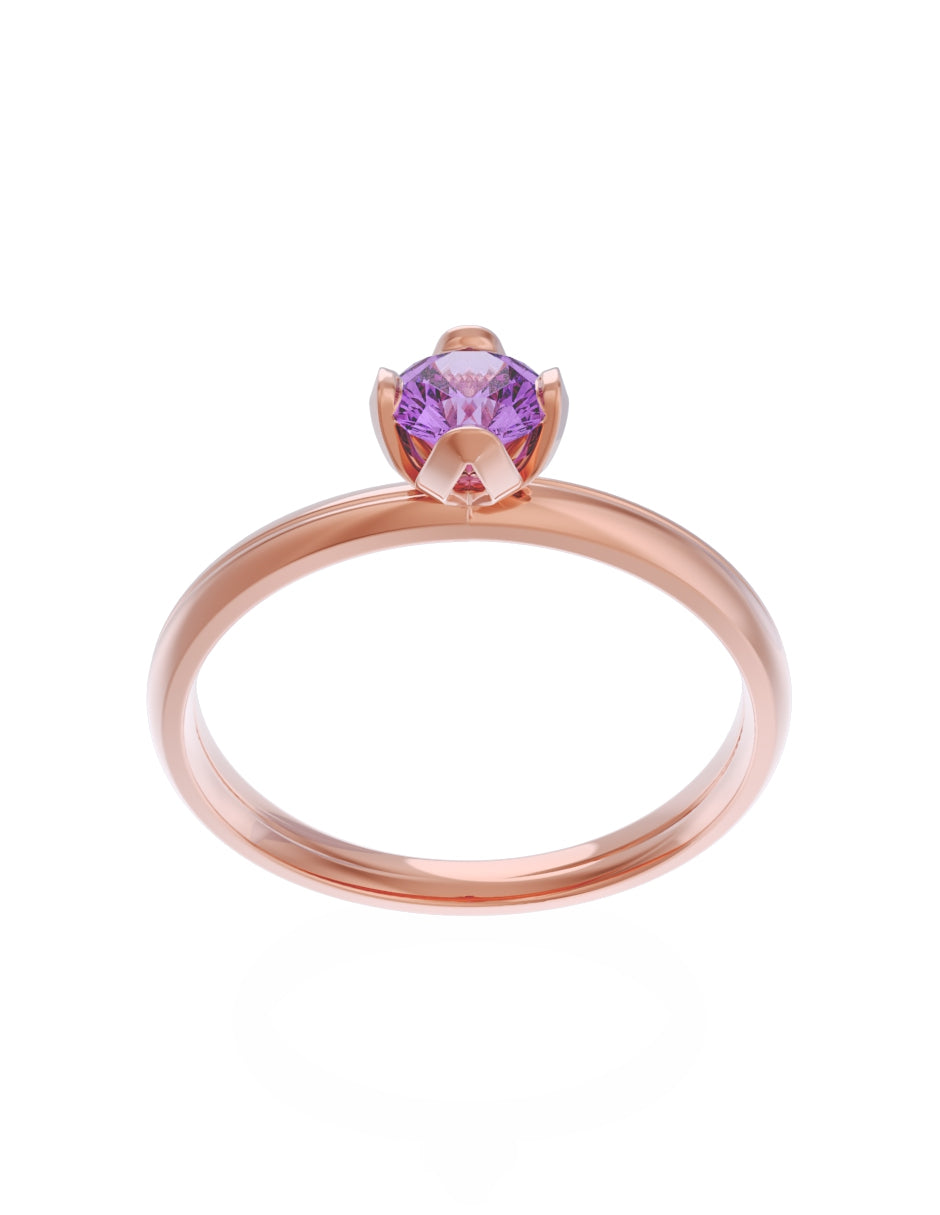 Anillo de Compromiso Eternidad de Oro 14k Zirconia Morada ZM8556-7