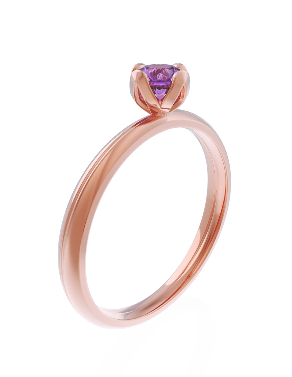 Anillo de Compromiso Eternidad de Oro 14k Zirconia Morada ZM8556-8