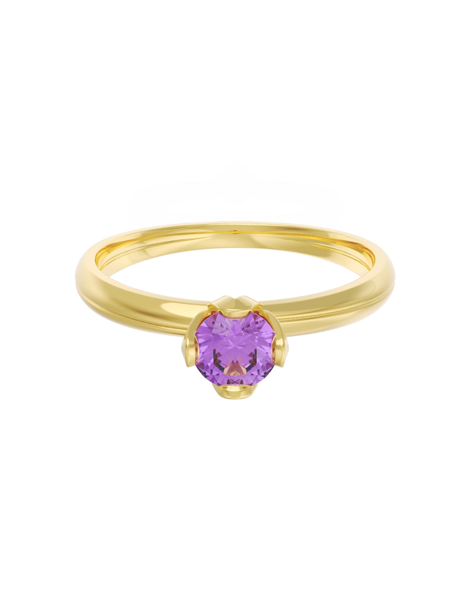 Anillo de Compromiso Eternidad de Oro 14k Zirconia Morada ZM8556