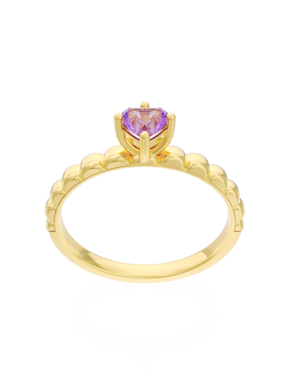 Anillo de Compromiso Eternidad de Oro 14k Zirconia Morada ZM8558-1