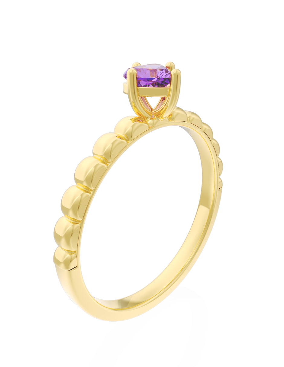 Anillo de Compromiso Eternidad de Oro 14k Zirconia Morada ZM8558-2