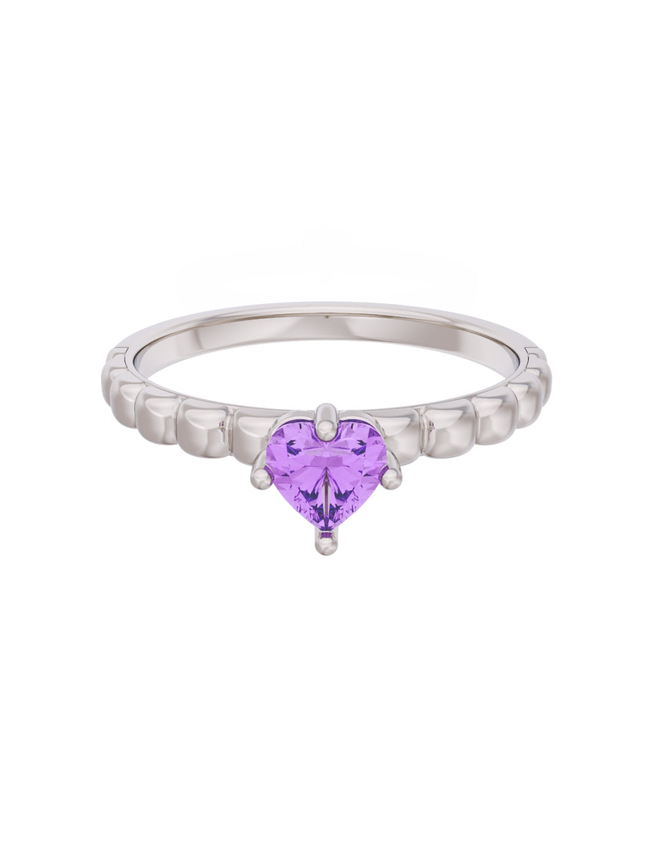 Anillo de Compromiso Eternidad de Oro 14k Zirconia Morada ZM8558-3