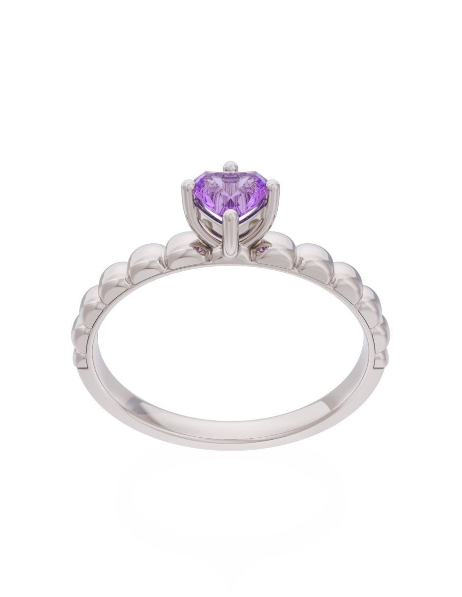 Anillo de Compromiso Eternidad de Oro 14k Zirconia Morada ZM8558-4