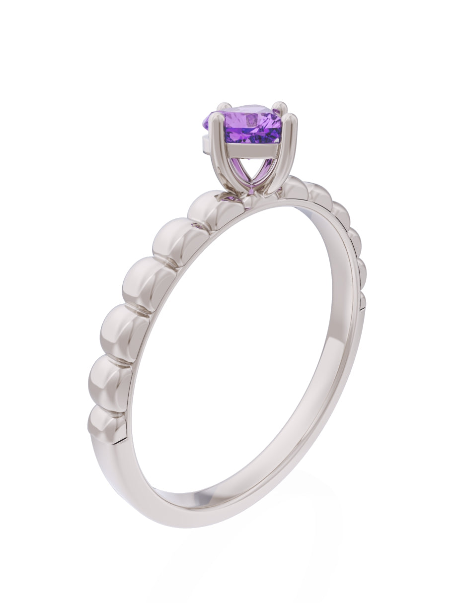 Anillo de Compromiso Eternidad de Oro 14k Zirconia Morada ZM8558-5