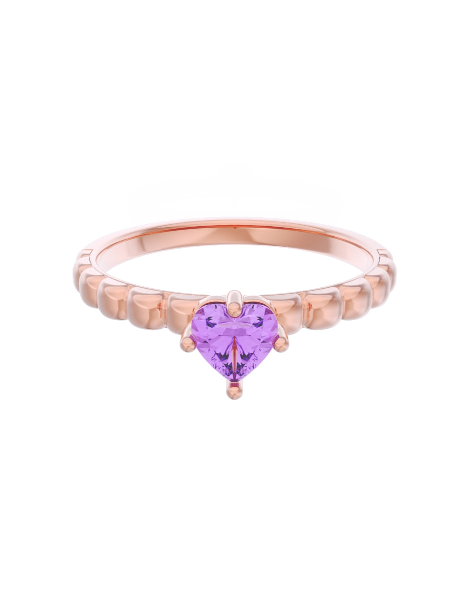 Anillo de Compromiso Eternidad de Oro 14k Zirconia Morada ZM8558-6