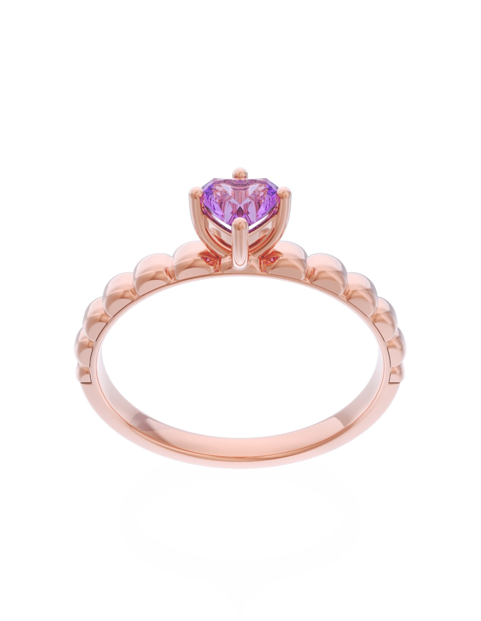 Anillo de Compromiso Eternidad de Oro 14k Zirconia Morada ZM8558-7