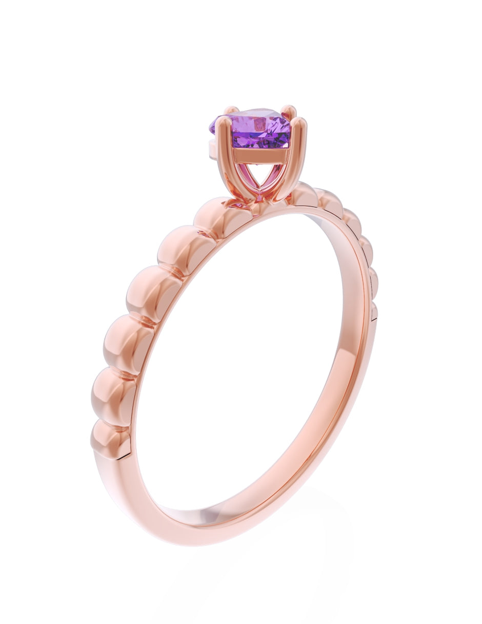 Anillo de Compromiso Eternidad de Oro 14k Zirconia Morada ZM8558-8