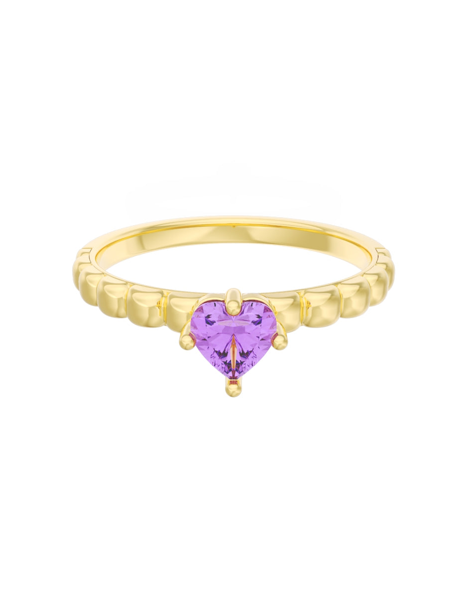 Anillo de Compromiso Eternidad de Oro 14k Zirconia Morada ZM8558