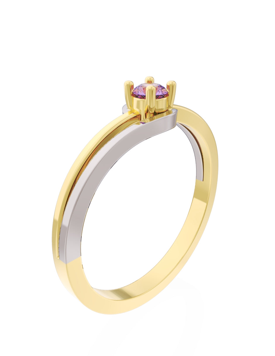 Anillo de Compromiso Eternidad de Oro 14k Zirconia Morada ZM8566-1
