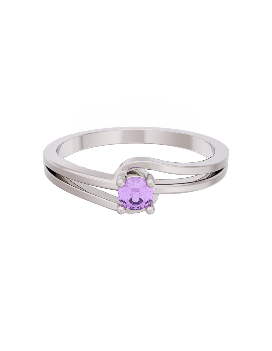 Anillo de Compromiso Eternidad de Oro 14k Zirconia Morada ZM8566-3