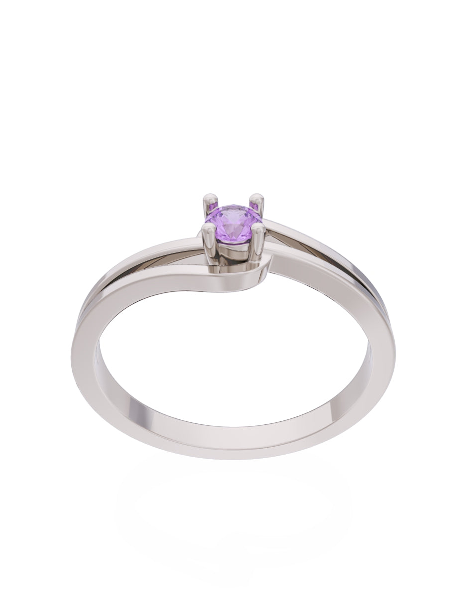 Anillo de Compromiso Eternidad de Oro 14k Zirconia Morada ZM8566-4