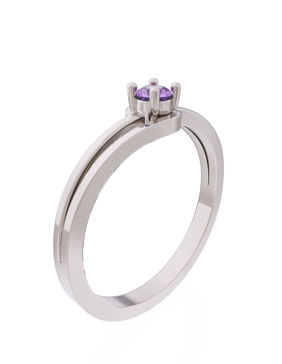 Anillo de Compromiso Eternidad de Oro 14k Zirconia Morada ZM8566-5