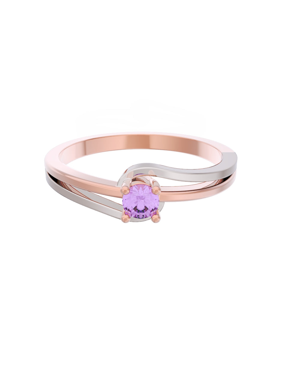 Anillo de Compromiso Eternidad de Oro 14k Zirconia Morada ZM8566-6