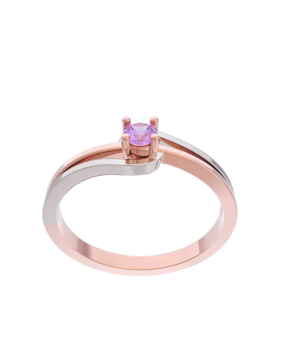 Anillo de Compromiso Eternidad de Oro 14k Zirconia Morada ZM8566-7