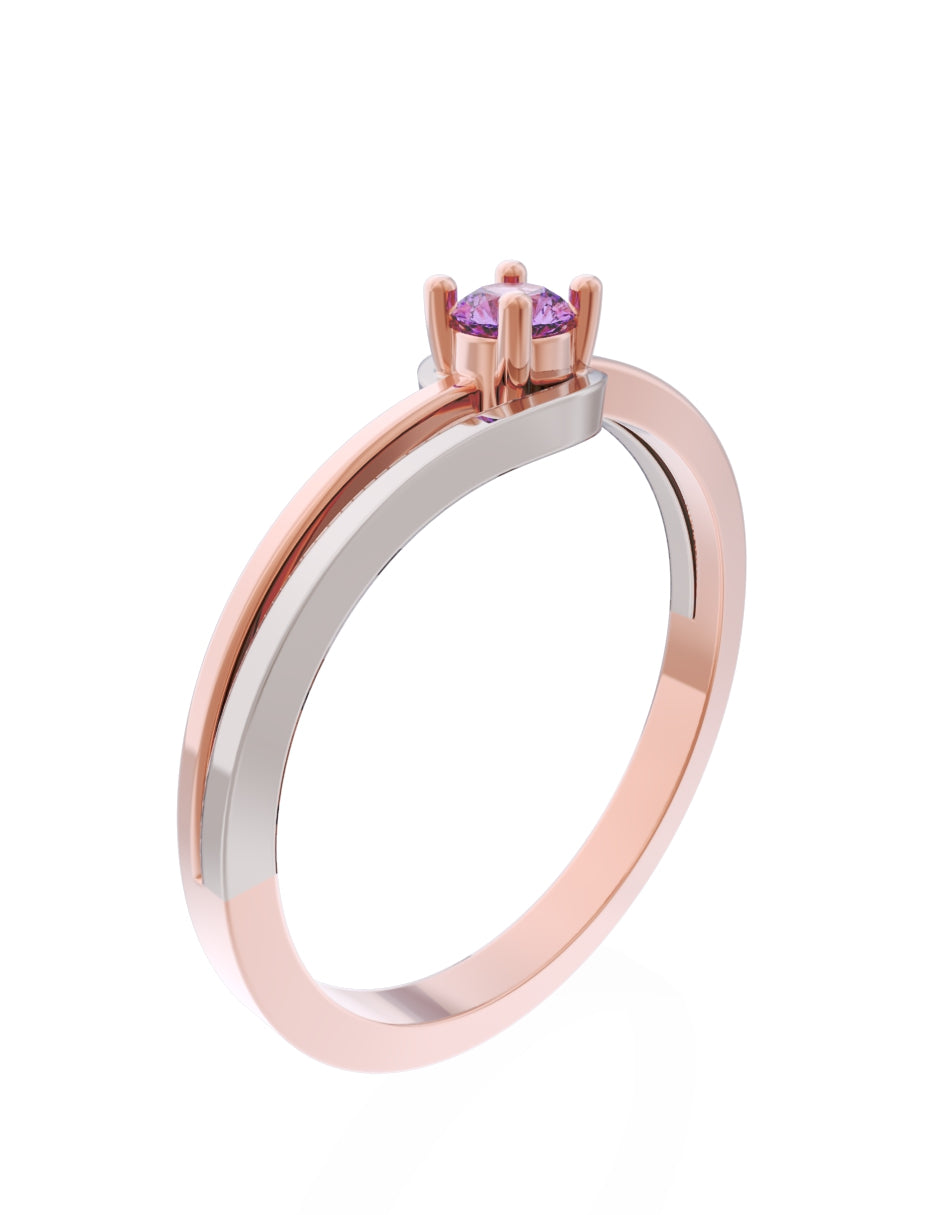 Anillo de Compromiso Eternidad de Oro 14k Zirconia Morada ZM8566-8