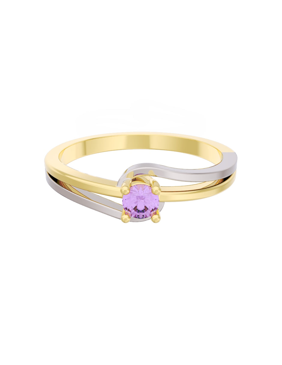Anillo de Compromiso Eternidad de Oro 14k Zirconia Morada ZM8566