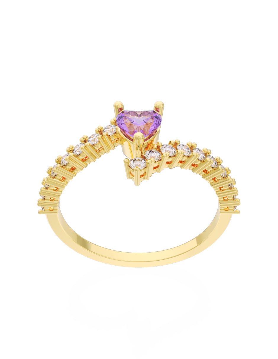 Anillo de Compromiso Eternidad de Oro 14k Zirconia Morada ZM8567-1