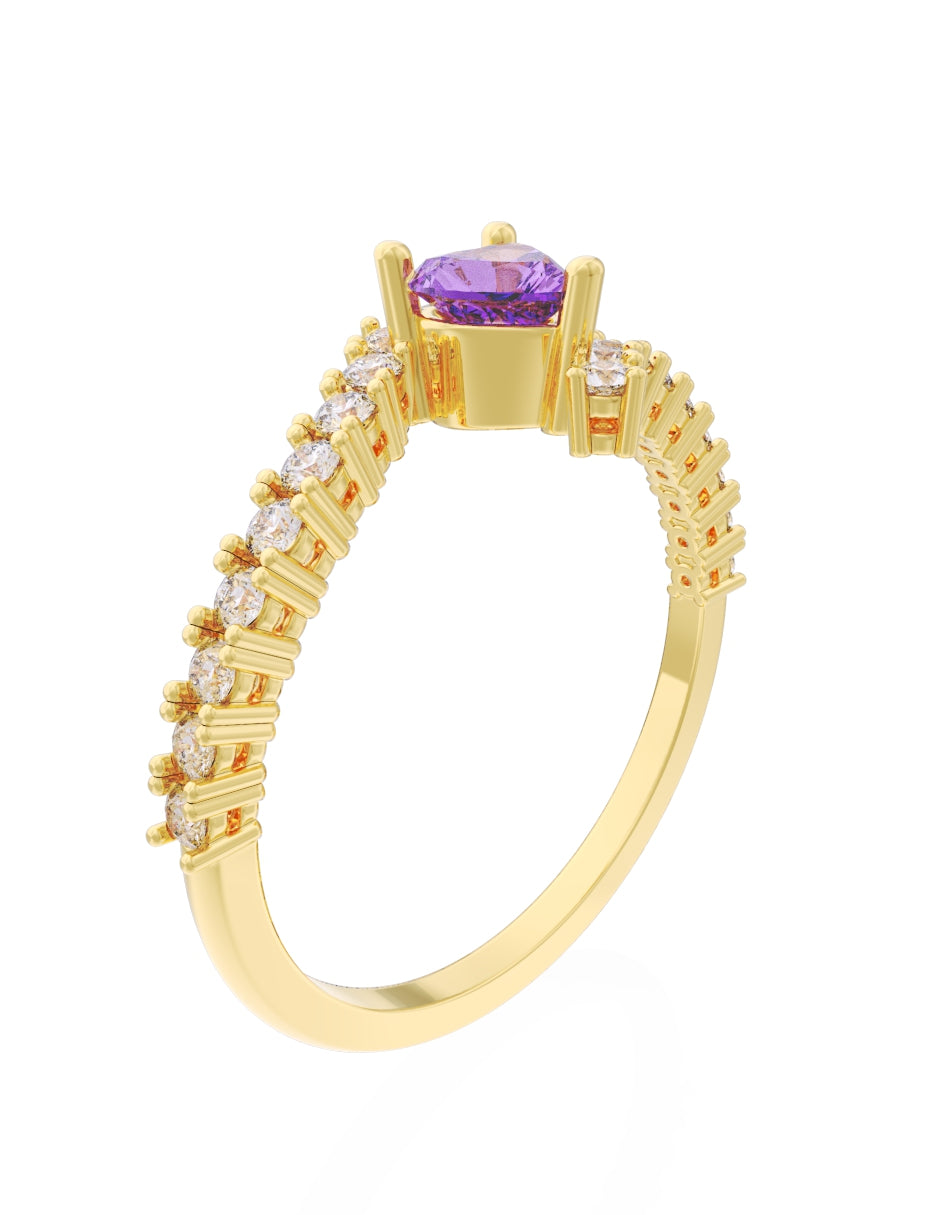 Anillo de Compromiso Eternidad de Oro 14k Zirconia Morada ZM8567-2