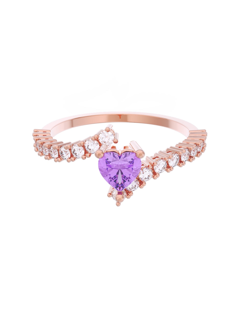 Anillo de Compromiso Eternidad de Oro 14k Zirconia Morada ZM8567-6