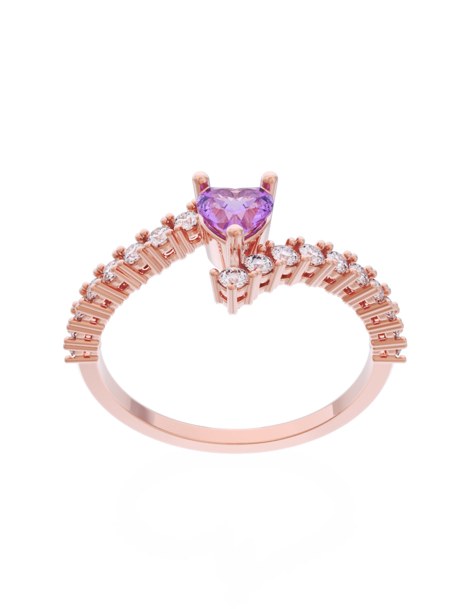 Anillo de Compromiso Eternidad de Oro 14k Zirconia Morada ZM8567-7