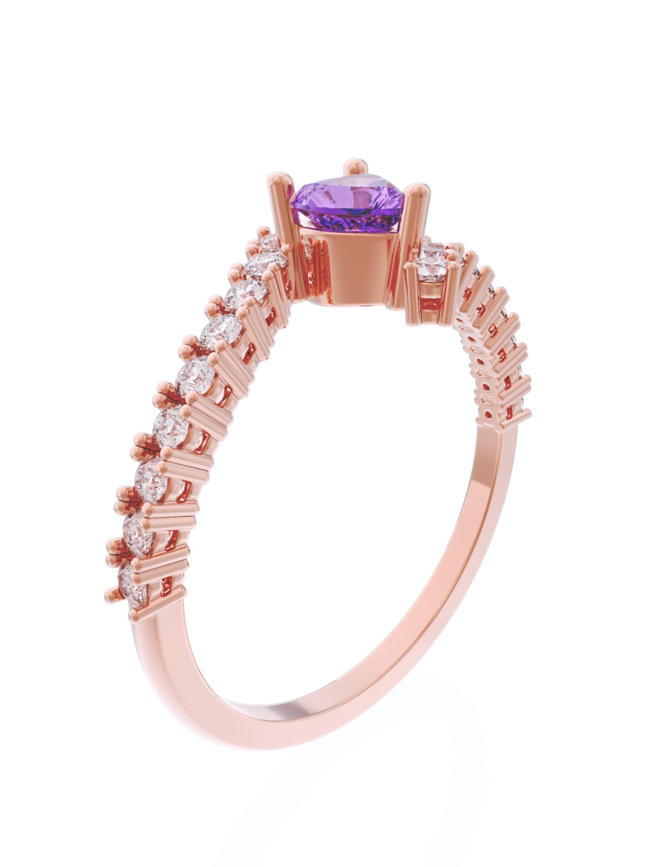 Anillo de Compromiso Eternidad de Oro 14k Zirconia Morada ZM8567-8