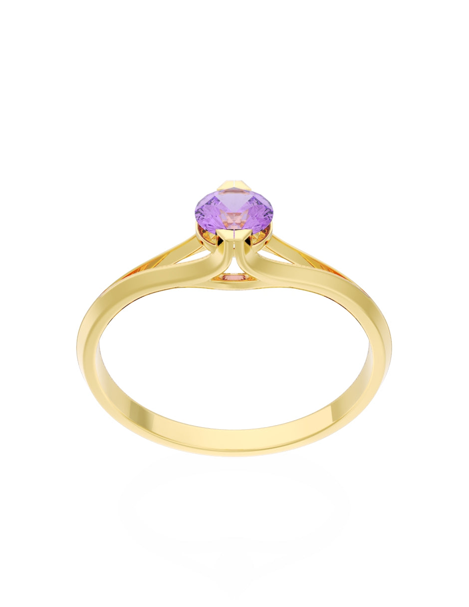 Anillo de Compromiso Eternidad de Oro 14k Zirconia Morada ZM8569-1