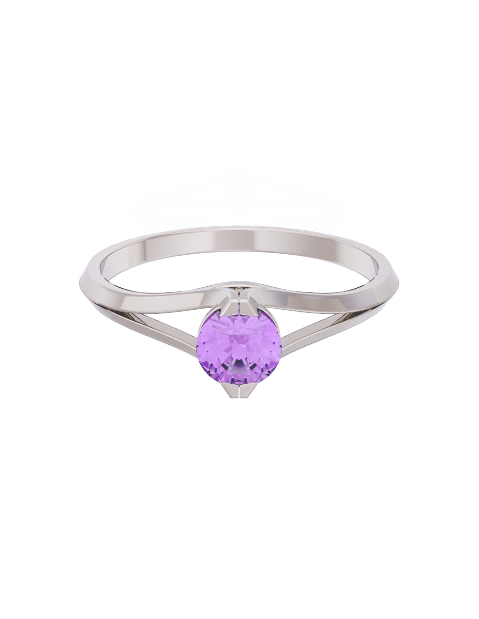 Anillo de Compromiso Eternidad de Oro 14k Zirconia Morada ZM8569-3