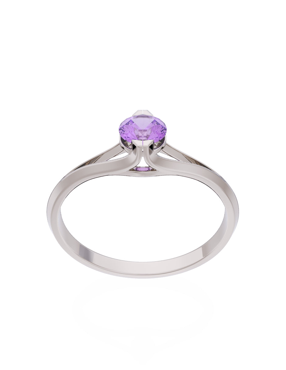 Anillo de Compromiso Eternidad de Oro 14k Zirconia Morada ZM8569-4