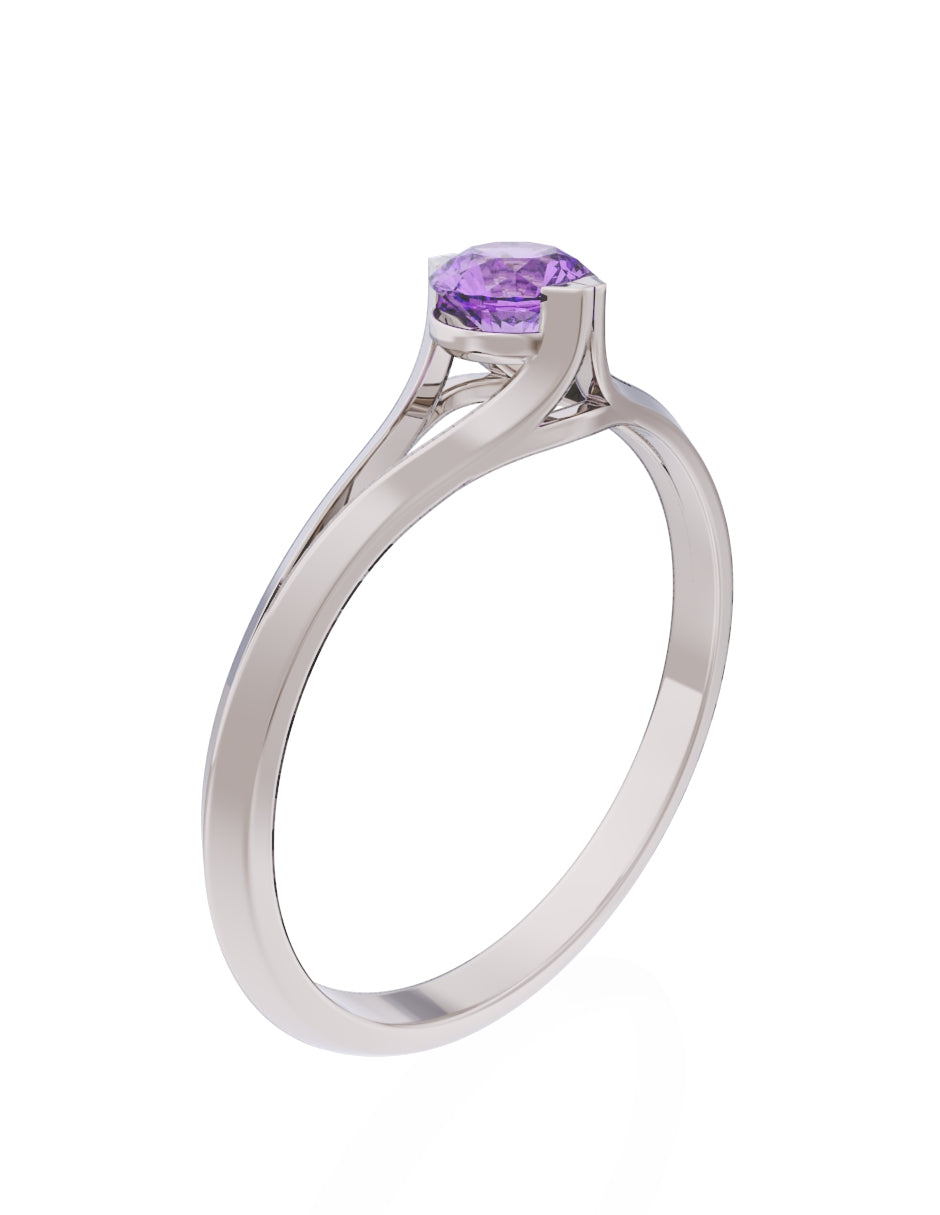 Anillo de Compromiso Eternidad de Oro 14k Zirconia Morada ZM8569-5