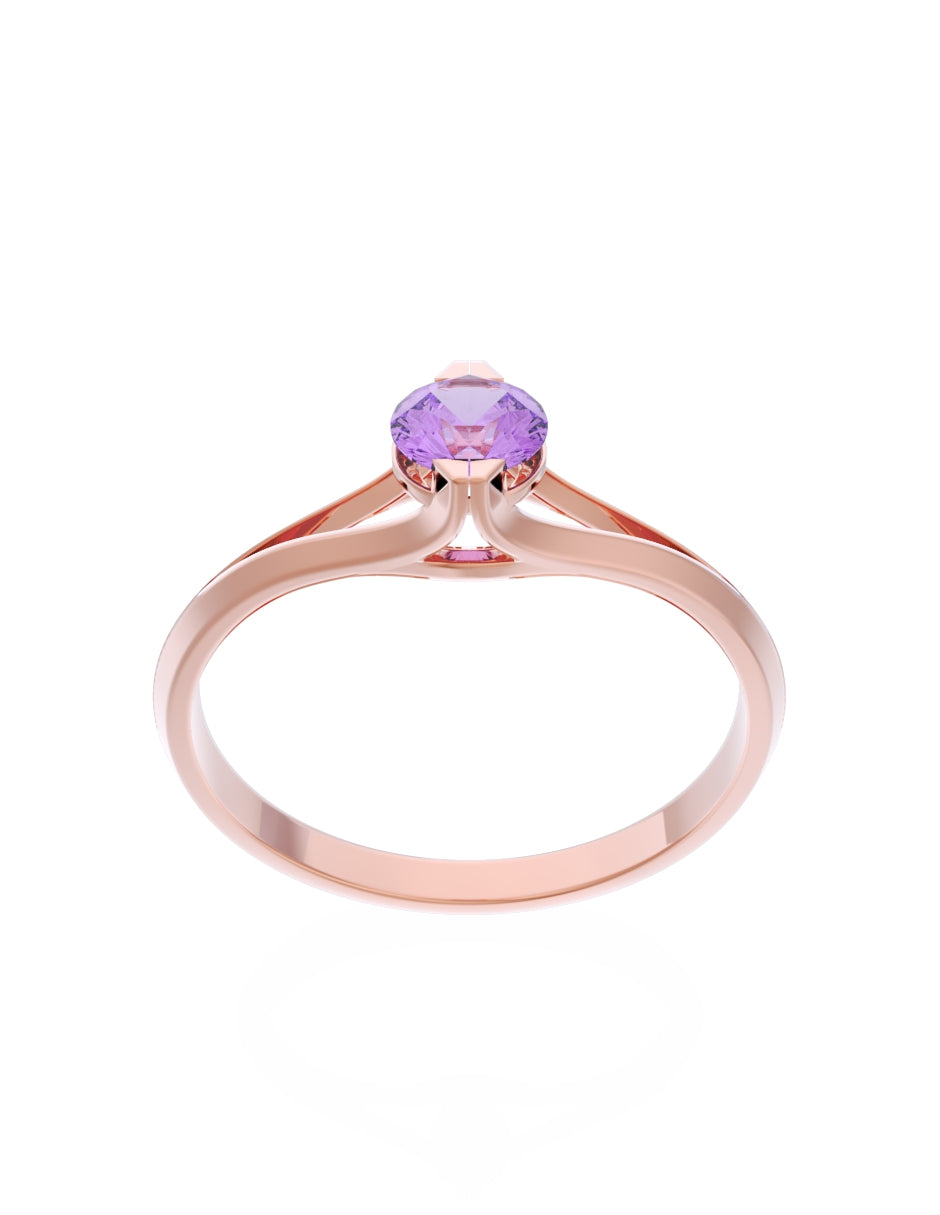 Anillo de Compromiso Eternidad de Oro 14k Zirconia Morada ZM8569-7