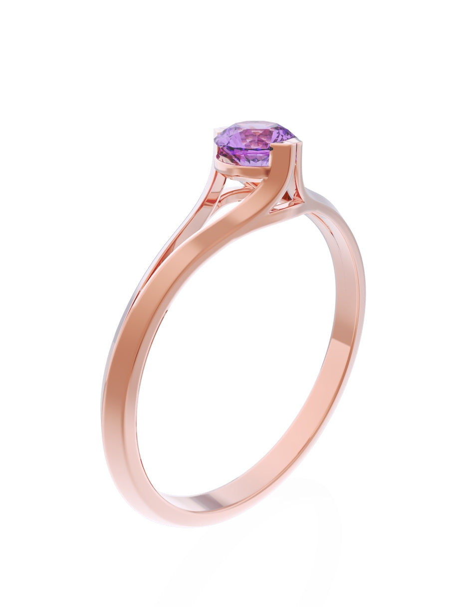 Anillo de Compromiso Eternidad de Oro 14k Zirconia Morada ZM8569-8