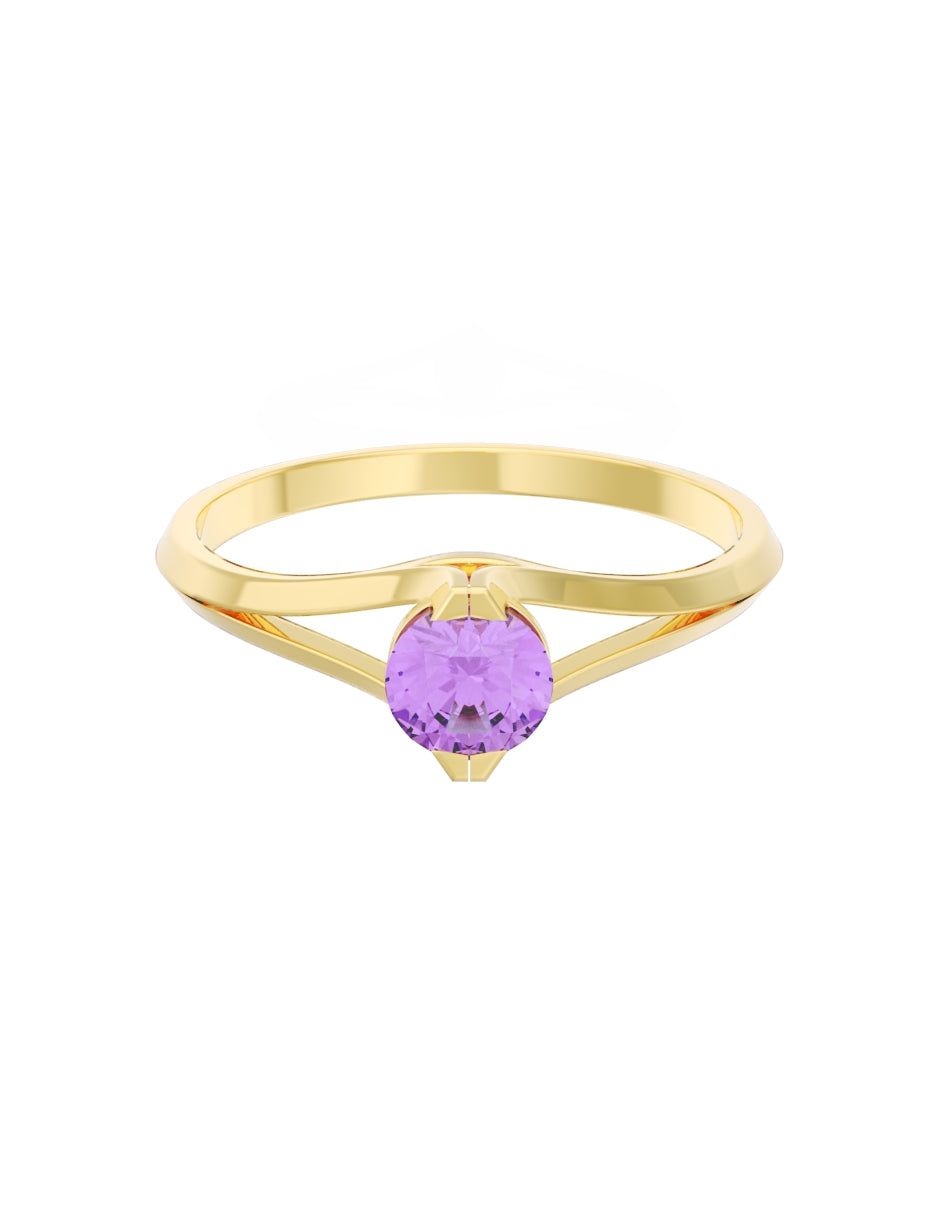 Anillo de Compromiso Eternidad de Oro 14k Zirconia Morada ZM8569