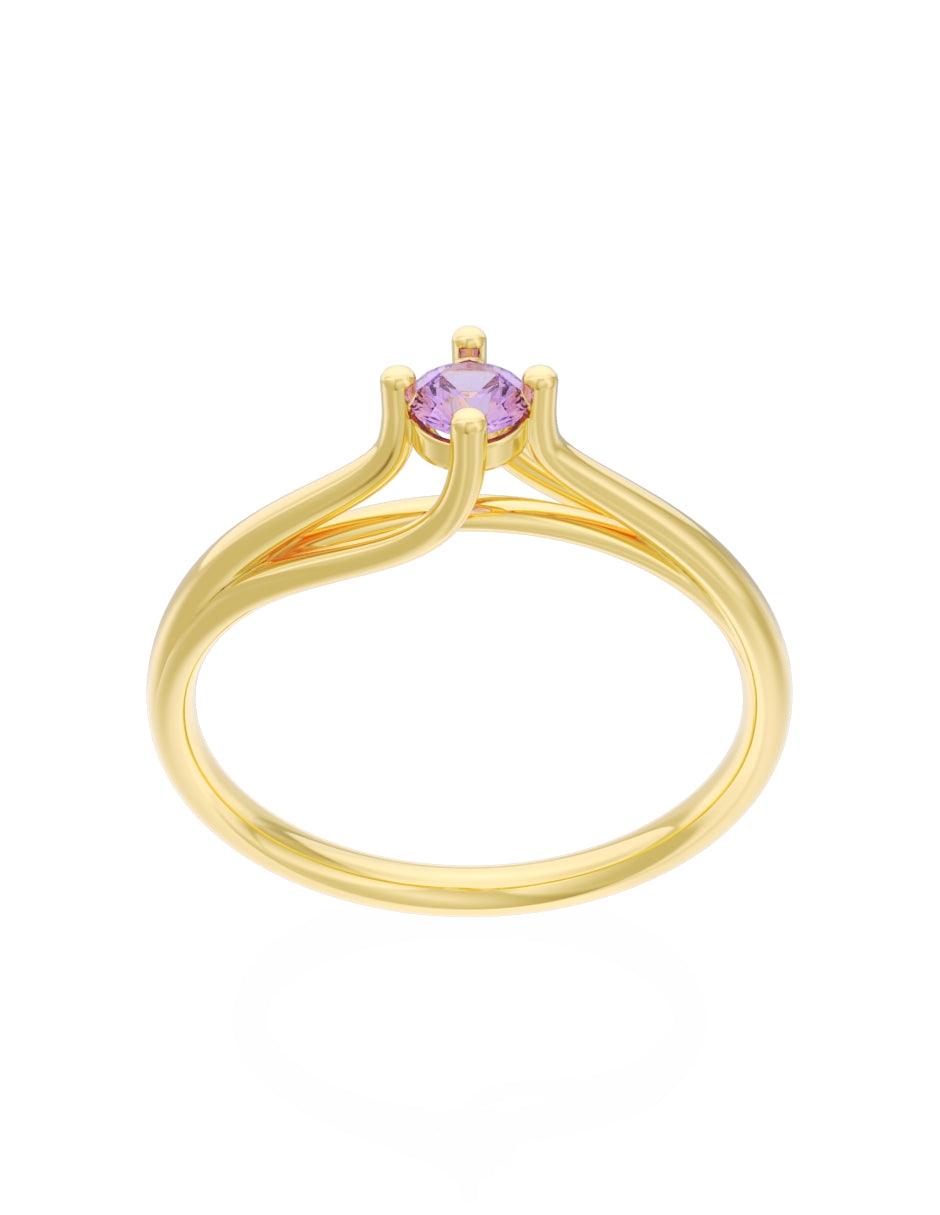 Anillo de Compromiso Eternidad de Oro 14k Zirconia Morada ZM8571-1