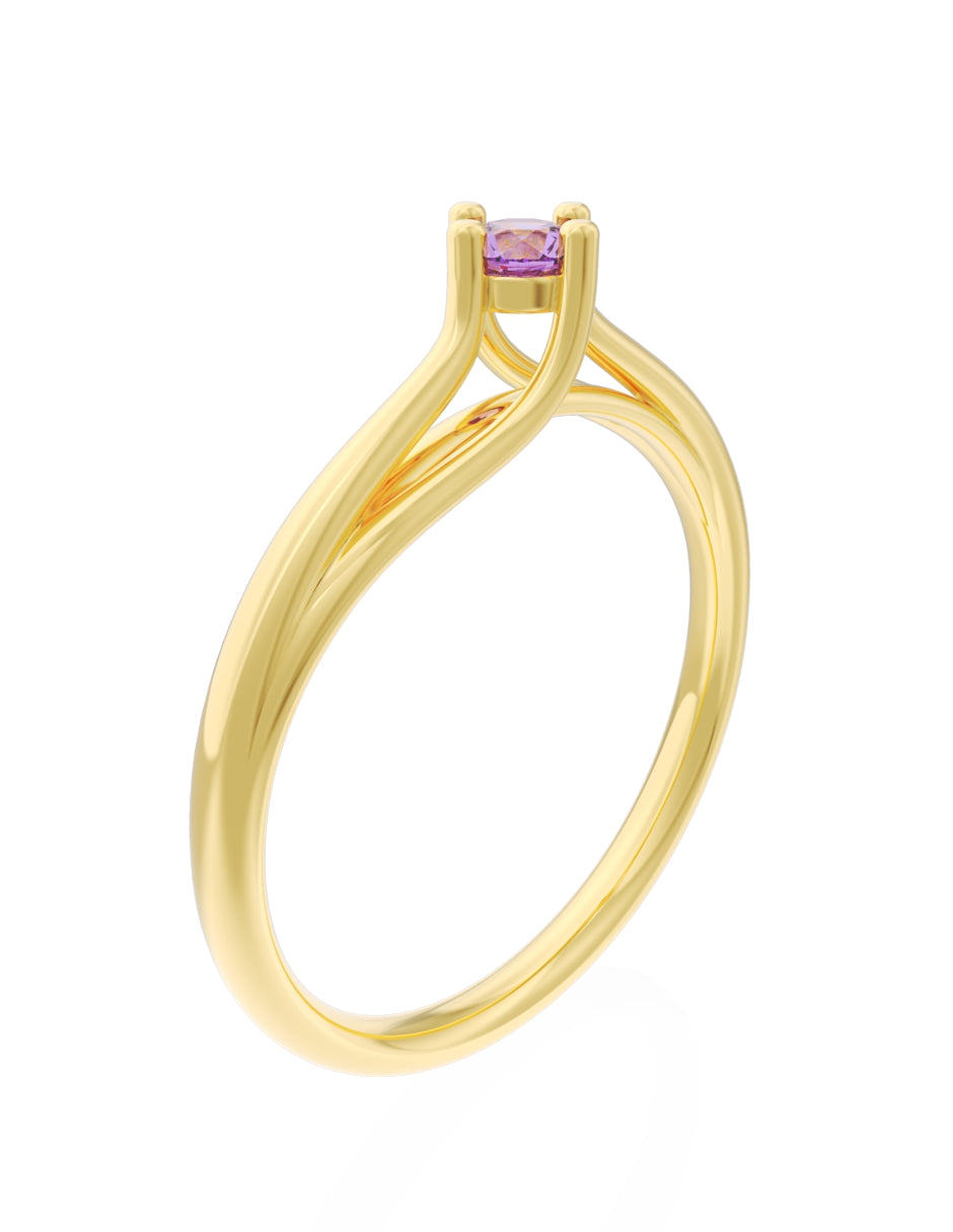 Anillo de Compromiso Eternidad de Oro 14k Zirconia Morada ZM8571-2