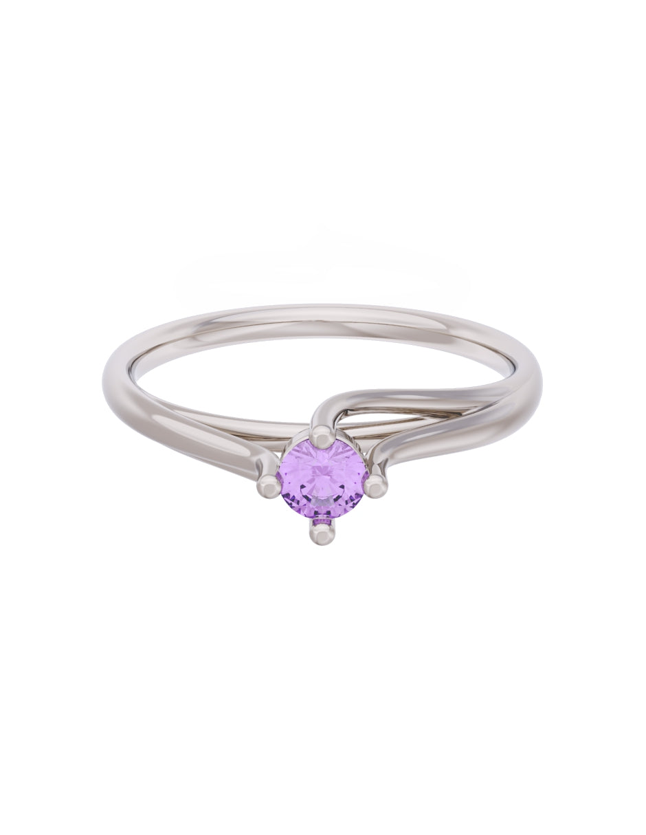 Anillo de Compromiso Eternidad de Oro 14k Zirconia Morada ZM8571-3