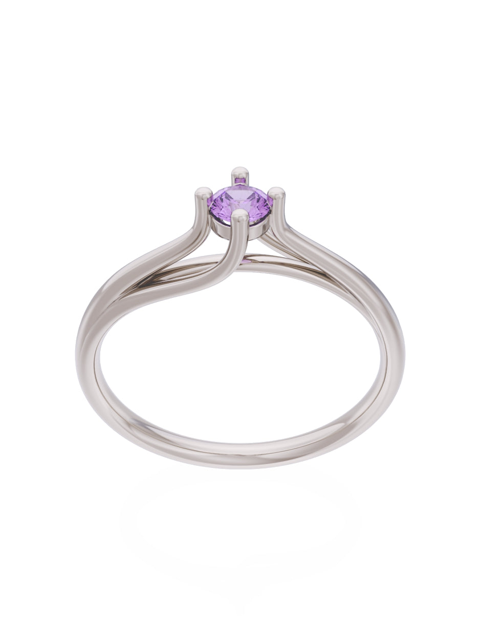 Anillo de Compromiso Eternidad de Oro 14k Zirconia Morada ZM8571-4
