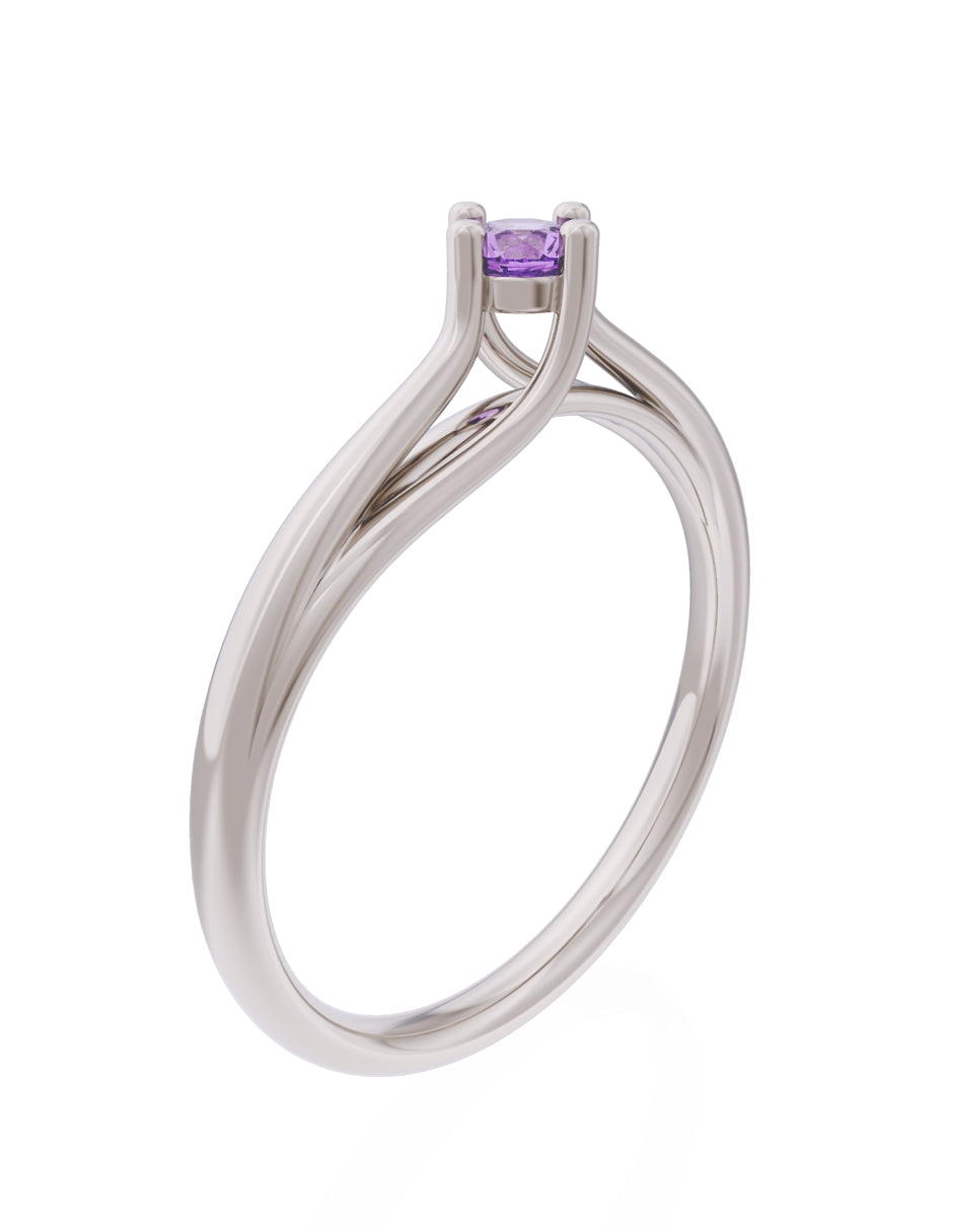 Anillo de Compromiso Eternidad de Oro 14k Zirconia Morada ZM8571-5
