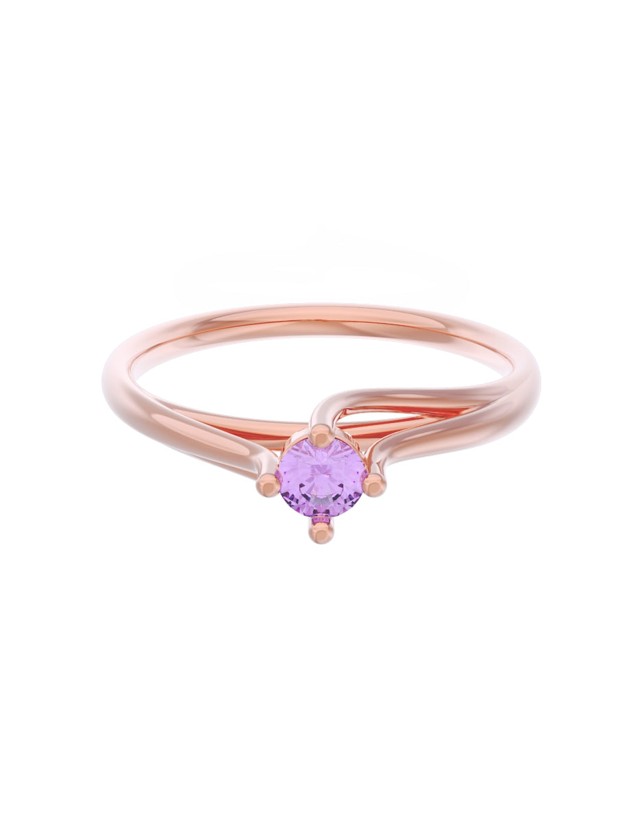 Anillo de Compromiso Eternidad de Oro 14k Zirconia Morada ZM8571-6