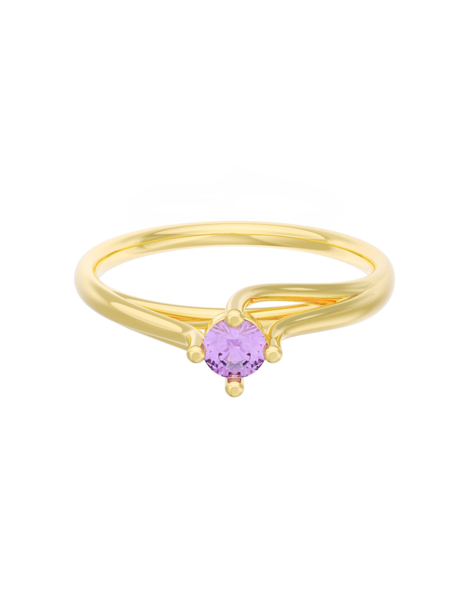 Anillo de Compromiso Eternidad de Oro 14k Zirconia Morada ZM8571